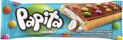 PAPITA BISCUITI GLAZ.CIO.LAPTE CR.COCOS&DÉCOR BOMBOANE 33G