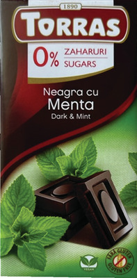 TORRAS CIOCOLATA NEAGRA MENTA FARA ZAHAR,FARA GLUTEN 75G