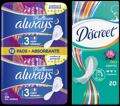 ALWAYS PLATINUM NIGHT DUO 12BU +DISCREET 20BUC (cu aplicatia Selgros)