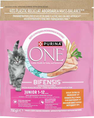 PURINA ONE JUNIOR HRANA USC.PISICI PUI&CEREALE INTEGR.750G