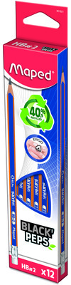 MAPED SET 12 CREIOANE HB CU RADIERA BLACK PEPS