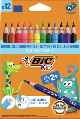 BIC CREIOANE COLORATE KIDS TRIUNGHIULARE SET 12 CULORI