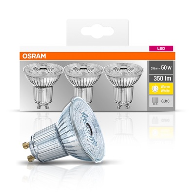 OSRAM SET 3 SPOTURI LED GU10 3.6(50)W LUMINA CALDA, 350LM