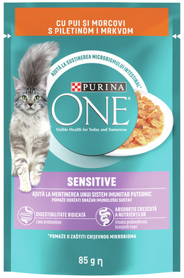 ONE HRANA UMEDA PISICI SENSITIVE PUI&MORCOV 85G