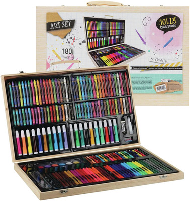 SET PENTRU PICTAT SI DESENAT 168 PIESE. SETUL CONTINE: 56 CARIOCI, 40 CREIOANE COLORATE CERATE, 40 CREIOANE COLORATE PE BAZA DE ULEI, 20 CREIOANE COLORATE, ACUARELE 12 CULORI, RIGLA, CREION HB, ADEZIV, PENSULA, RADIERA, ASCUTITOARE, 5 AGRAFE DE BIROU