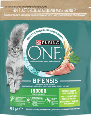 ONE INDOOR HRANA USCATA PISICI ADULTE CU CURCAN 750G