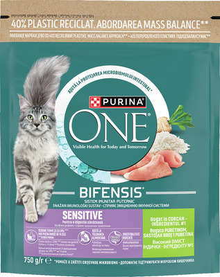 PURINA ONE SENSITIVE HR.USCATA PISICI CURCAN SI OREZ 750G