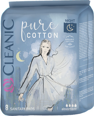 CLEANIC PURE COTTON ABSORBANTE DE NOAPTE 8BUC