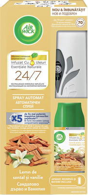AIRWICK FRESHMATIC ODOR.EL. CU REZ.LEMN SANTAL&VANIL.250ML