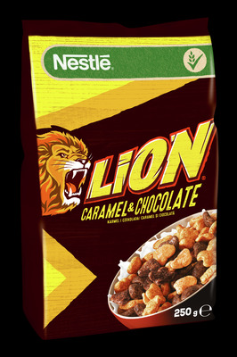 NESTLE LION CEREALE CU CIOCOLATA SI CARAMEL 250G