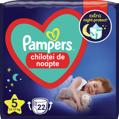 PAMPERS NIGHT PANTS MARIMEA 5 12-17KG 22BUC (cu aplicatia Selgros)