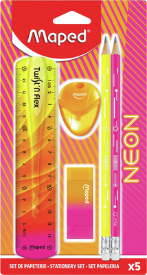 MAPED SET 2 CREIOANE CU RIGLA RADIERA SI ASCUTITOARE NEON