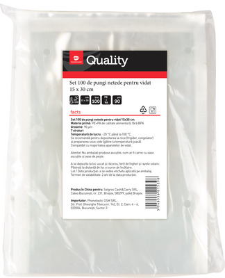 TRANSGOURMET QUALITY SET 100 PUNGI VIDAT NETEDE 15X30CM