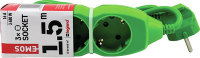 EMOS PRELUNGITOR 3 PRIZE+CP VERDE, CABLU 1.5M, 3X1 MMP