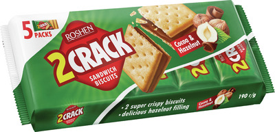 ROSHEN BISCUITI CROCANTI CU UMPLUTURA CACAO SI ALUNE 190G