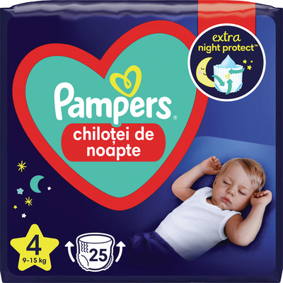 PAMPERS NIGHT PANTS MARIMEA 4 9-15KG 25BUC (cu aplicatia Selgros)