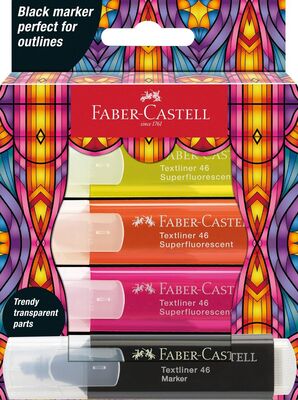 FABER CASTELL SET 4 TEXTMARKERE GLASSY