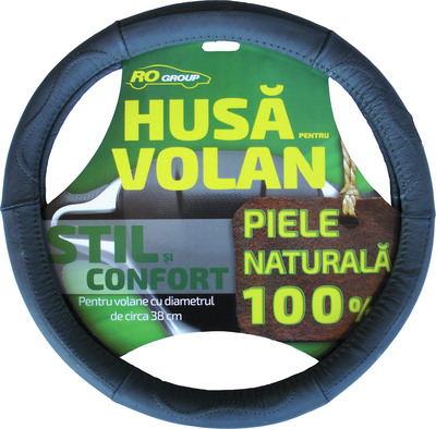 RO GROUP HUSA VOLAN PIELE NATURALA, NEGRU-GRI