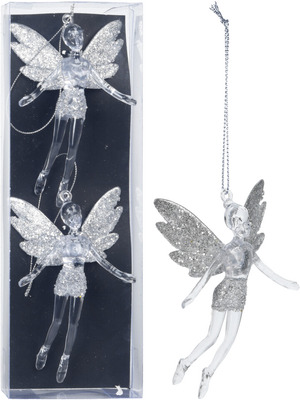 SET 2DECORATIUNI INGERAS 12CM/ARGINTIU