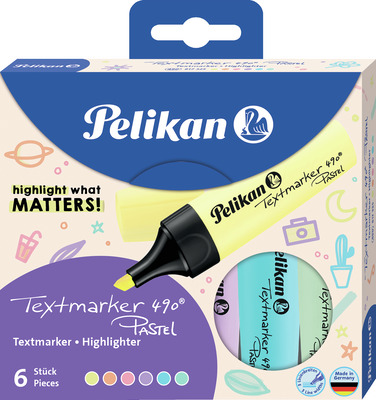 PELIKAN TEXTMARKER 6 CULORI PASTEL