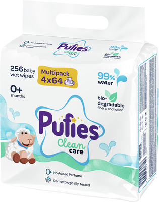 PUFIES SERVETELE UMEDE 99% APA CLEAN CARE 4X64BUC