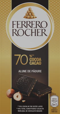 FERRERO ROCHER TABLETA CIOCO. NEAGRA 70%BUC.ALUNE90G