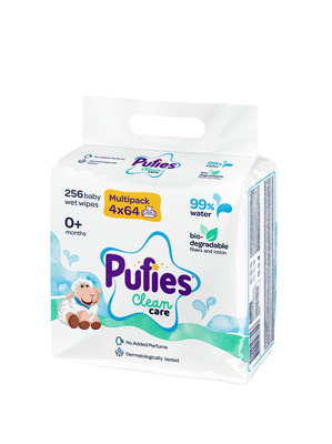 PUFIES SERVETELE UMEDE 99% APA CLEAN CARE 4X64BUC