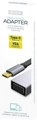 PLATINET ADAPTOR MULTIMEDIA TYPE-C TO VGA 1080 60HZ