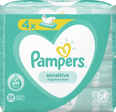 PAMPERS SENSITIVE SERVETELE UMEDE COPII 4X52BUC