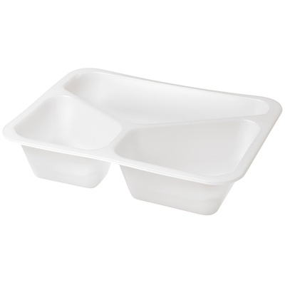 Menüboxen, Zuckerrohr pure 3-geteilt 7,7 cm x 20 cm x 22 cm weiss Menüboxen, Zuckerrohr pure 3-geteilt 7,7 cm x 20 cm x 22 cm weiss