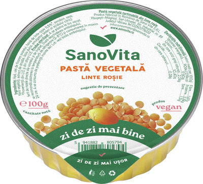 SANO VITA PASTA VEGETALA DIN LINTE ROSIE 100G