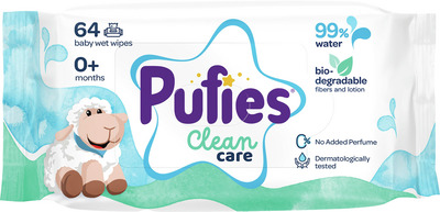 PUFIES SERVETELE UMEDE 99% APA CLEAN CARE 64BUC