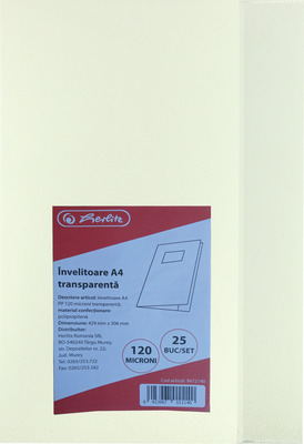 HERLITZ COPERTA PP A4 120 MICRONI TRANSPARENTA