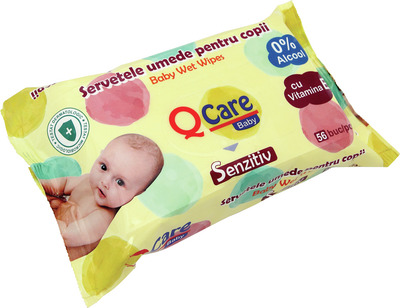 QCARE BABY SENSITIV SERVETELE UMEDE PENTRU COPII 56BUC