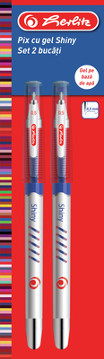 HERLITZ PIX CU GEL 0,5 MM ALBASTRU SHINY SET 2 BUCATI