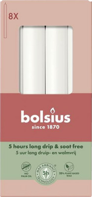 BOLSIUS SET 8 LUMANARI CILINDRICE, CULOARE ALB TIMP DE ARDERE: 5 H