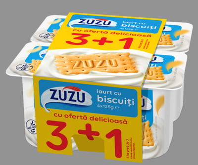 ZUZU IAURT CU BISCUITI125G 3+1