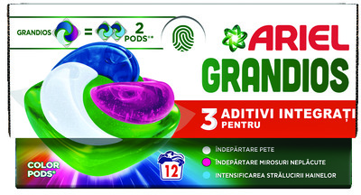 ARIEL GRANDIOS COLOR DETERGENT CAPSULE PT.RUFE 12BUC.12SPAL.