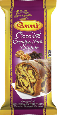 BOROMIR COZONAC CREMA DE NUCA SI STAFIDE 450G