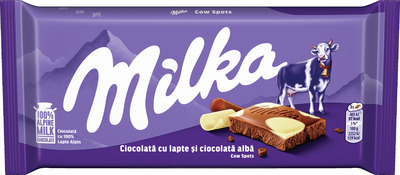 MILKA TABLETA DE CIOCOLATA CU LAPTE SI CIOCOLATA ALBA 90G
