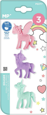SET 3 RADIERE IN FORMA DE UNICORN DIVERSE CULORI