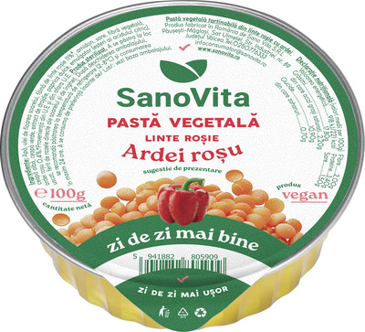 SANO VITA PASTA VEGETALA DIN LINTE ROSIE SI ARDEI 100G