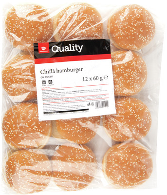 TRANSGOURMET QUALITY CHIFLA HAMBURGER CU SUSAN 12X60G