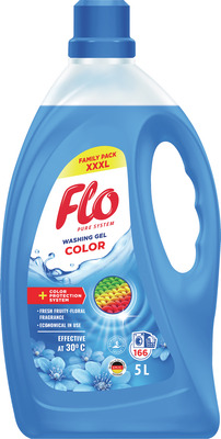 FLO COLOR DETERGENT GEL PENTRU RUFE COLORATE 5L 166 SPALARI