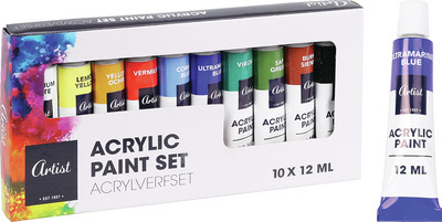ACUARELE ACRIL 10 BUCATI X 12 ML