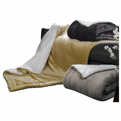 Decorae Healing Thoughts Decke – Sherpa-Fleece Überwurf 1,65 X 1,27 M, Grau/weiß, Mit Aufmunternden Sprüchen