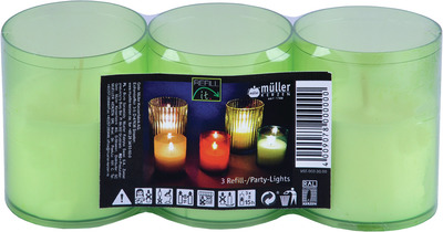 MUELLER SET 3 LUMANARI PARTY VERDE TIMP ARDERE: 45H