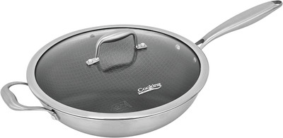 HEINNER WOK INOX+CAPAC STICLA 30X8.5CM, TITANIUM3