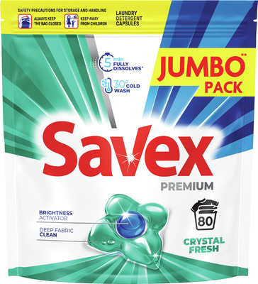 SAVEX PREMIUM CRYSTAL FRESH DET.CAPSULE RUFE 80BUC.80SP.