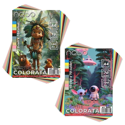 HARTIE COLORATA A4 70 GRAME 100 COLI 10 CULORI